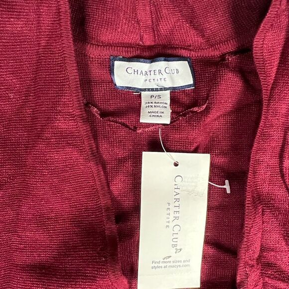Charter Club Petite Open-Front Cardigan, Cranberry Red Size PS NWT - Picture 5 of 8
